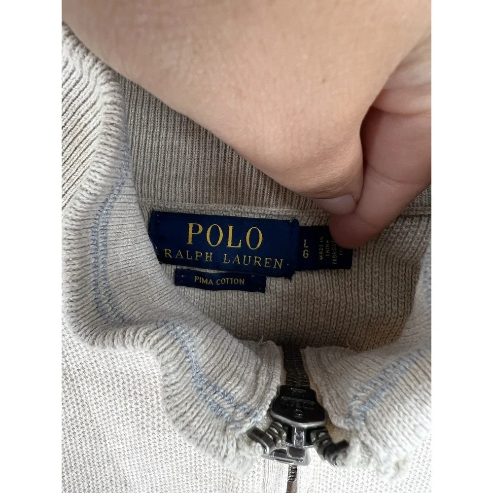 Polo Ralph Lauren Men's Beige Quarter Zip Pullover Sweater Size L